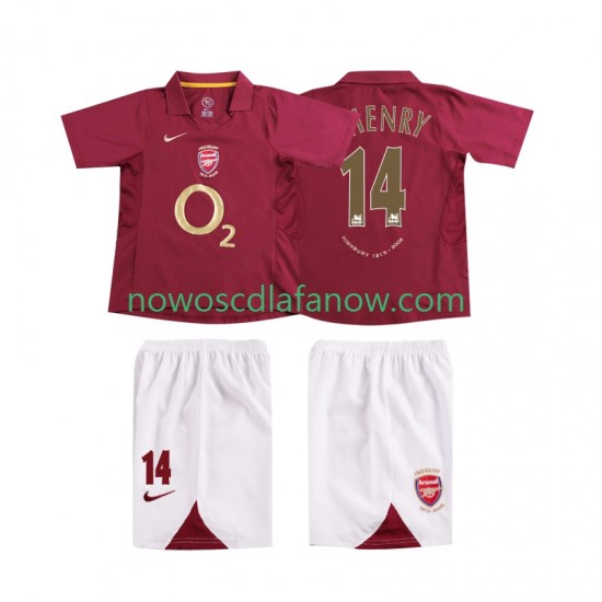 Koszulka Arsenal Thierry Henry 14 2005 Retro Dziecięca Domowy Komplet 2006 Krótkie Rękawy