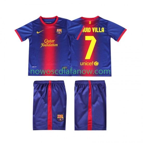 Koszulka FC Barcelona DAUID VILLA 7 2012 2013 Retro Dziecięca Domowy Komplet Krótkie Rękawy