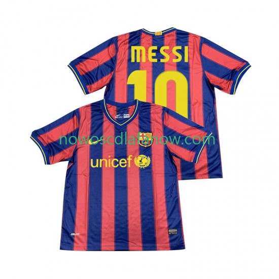 Koszulka FC Barcelona Lionel Messi 10 2009 Retro Męska Domowy Komplet 2010 Krótkie Rękawy