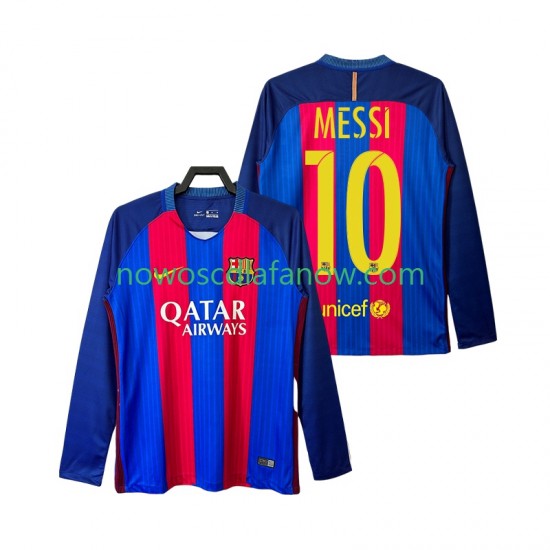 Koszulka FC Barcelona Lionel Messi 10 2016 2017 Retro Męska Domowy Komplet Długie Rękawy