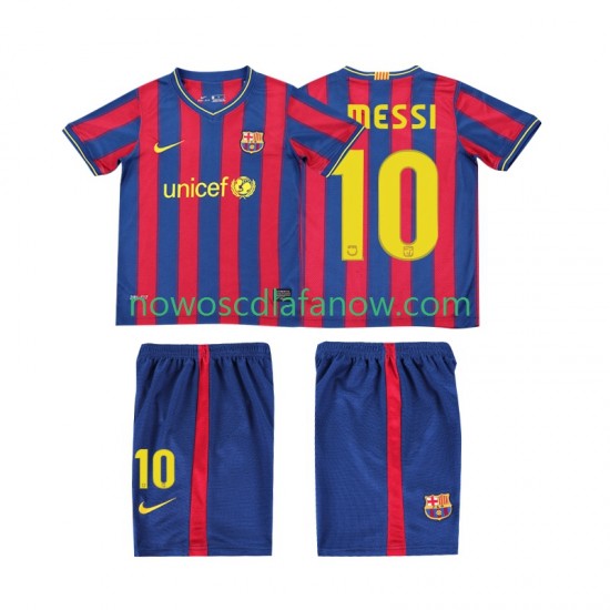 Koszulka FC Barcelona Lionel Messi 10 2009 Retro Dziecięca Domowy Komplet 2010 Krótkie Rękawy