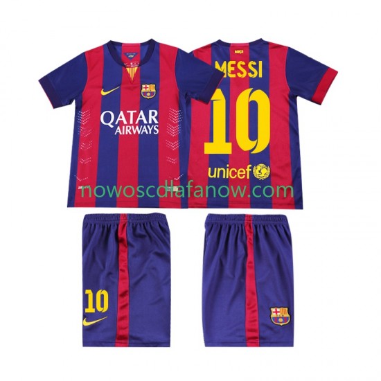 Koszulka FC Barcelona Lionel Messi 10 2014 2015 Retro Dziecięca Domowy Komplet Krótkie Rękawy