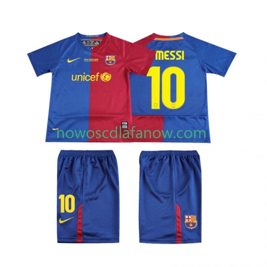 Koszulka FC Barcelona Lionel Messi 10 Champions League 2009 Retro Dziecięca Domowy Komplet 2008 Krótkie Rękawy