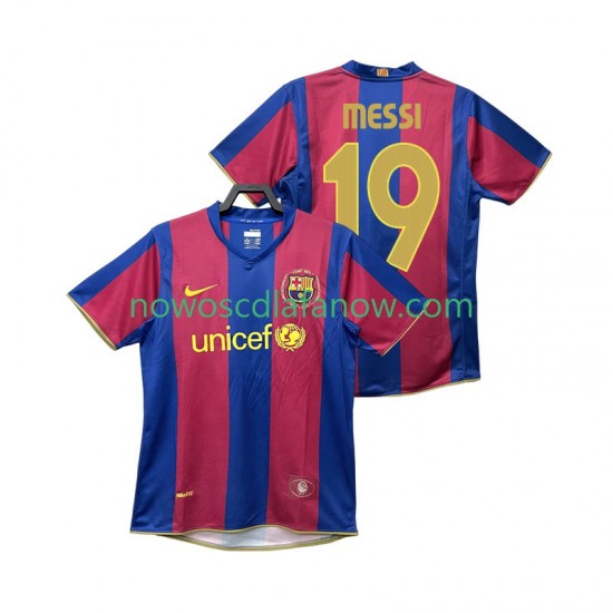 Koszulka FC Barcelona Lionel Messi 19 2007 Retro Męska Domowy Komplet 2008 Krótkie Rękawy