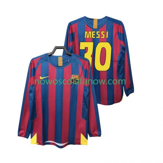 Koszulka FC Barcelona Lionel Messi 30 2005 Retro Męska Domowy Komplet 2006 Długie Rękawy