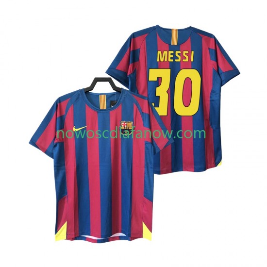 Koszulka FC Barcelona Lionel Messi 30 2005 Retro Męska Domowy Komplet 2006 Krótkie Rękawy