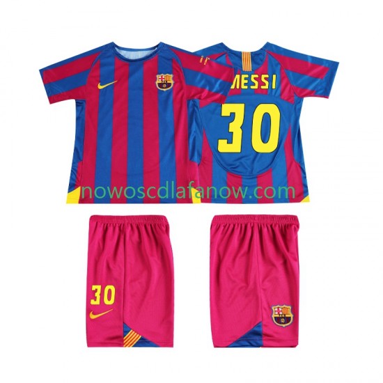 Koszulka FC Barcelona Lionel Messi 30 Champions League 2005 Retro Dziecięca Domowy Komplet 2006 Krótkie Rękawy