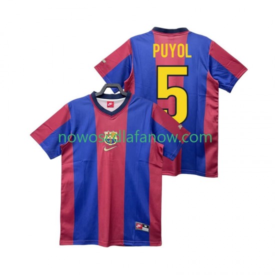 Koszulka FC Barcelona PUYOL 5 Retro Męska Domowy Komplet 1998 1999 Krótkie Rękawy