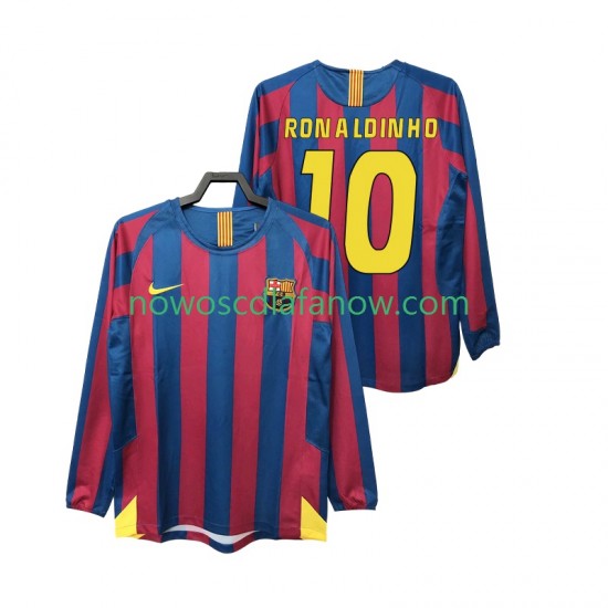 Koszulka FC Barcelona RONALDINHO 10 2005 Retro Męska Domowy Komplet 2006 Długie Rękawy