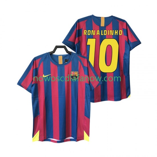 Koszulka FC Barcelona RONALDINHO 10 2005 Retro Męska Domowy Komplet 2006 Krótkie Rękawy