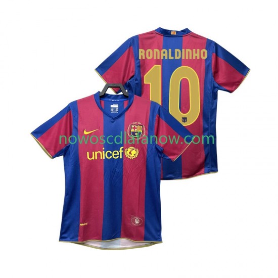 Koszulka FC Barcelona RONALDINHO 10 2007 Retro Męska Domowy Komplet 2008 Krótkie Rękawy