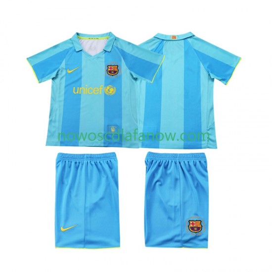 Koszulka FC Barcelona 2007 Retro Dziecięca Wyjazdowy Komplet 2008 Krótkie Rękawy