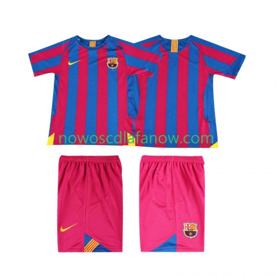 Koszulka FC Barcelona 2005 Retro Dziecięca Domowy Komplet 2006 Krótkie Rękawy