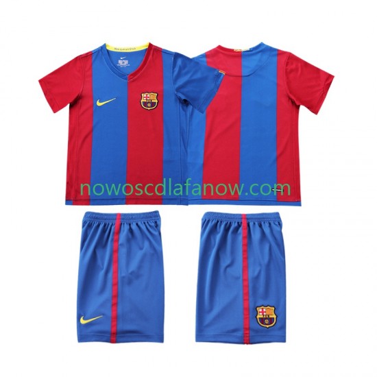 Koszulka FC Barcelona 2007 Retro Dziecięca Domowy Komplet 2006 Krótkie Rękawy