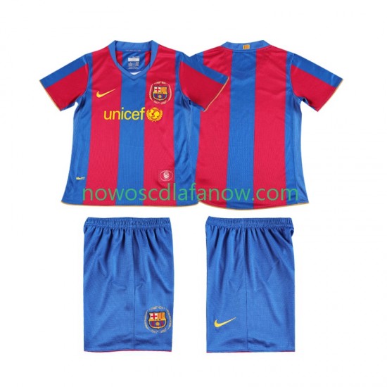 Koszulka FC Barcelona 2007 Retro Dziecięca Domowy Komplet 2008 Krótkie Rękawy