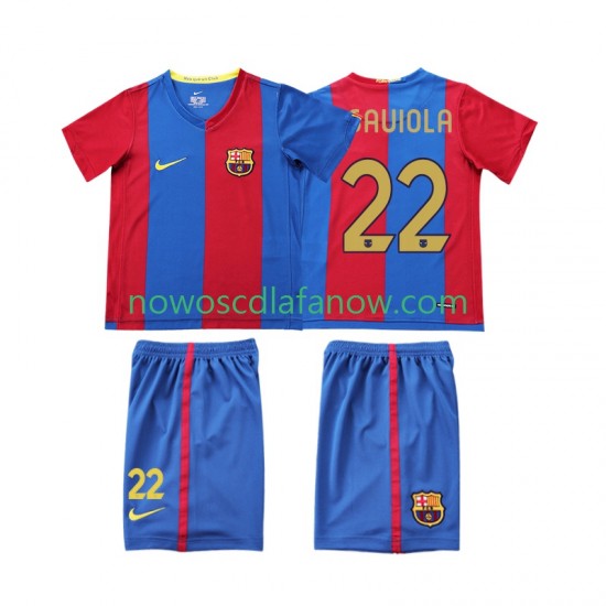 Koszulka FC Barcelona SAUIOLA 22 2007 Retro Dziecięca Domowy Komplet 2006 Krótkie Rękawy