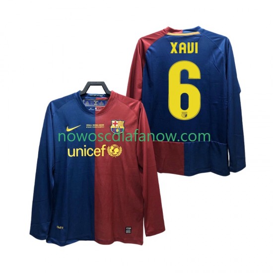 Koszulka FC Barcelona XAVI 6 Champions League 2009 Retro Męska Domowy Komplet 2008 Długie Rękawy