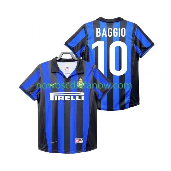 Koszulka Inter Mediolan BAGGIO 10 Retro Męska Domowy Komplet 1998 1999 Krótkie Rękawy