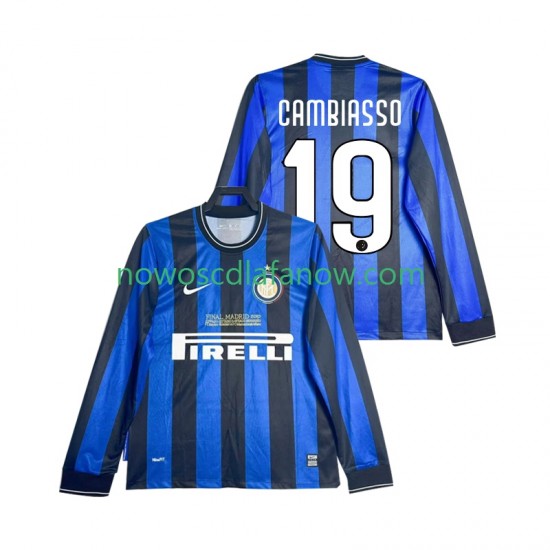 Koszulka Inter Mediolan CAMBIASSO 19 2009 Retro Męska Domowy Komplet 2010 Długie Rękawy