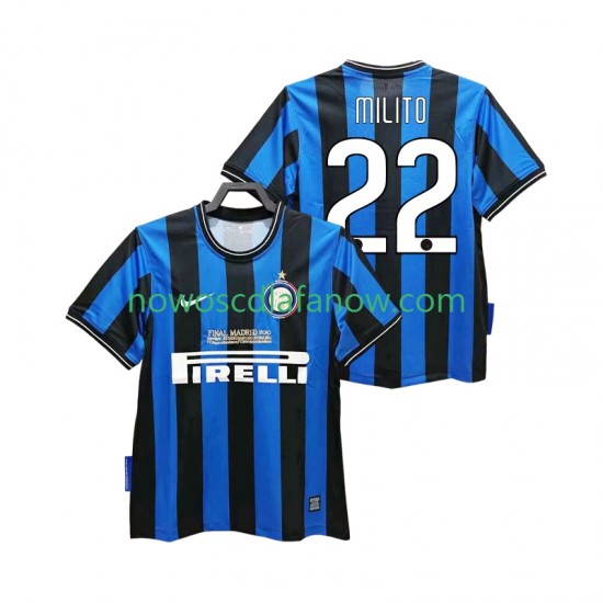 Koszulka Inter Mediolan MILITO 22 2009 Retro Męska Domowy Komplet 2010 Krótkie Rękawy