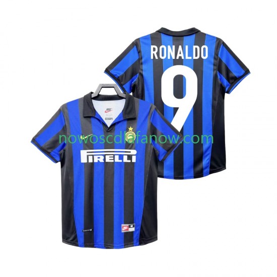 Koszulka Inter Mediolan Roanldo 9 Retro Męska Domowy Komplet 1998 1999 Krótkie Rękawy