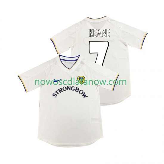 Koszulka Leeds United KEANE 7 2000 2001 Retro Męska Domowy Komplet Krótkie Rękawy