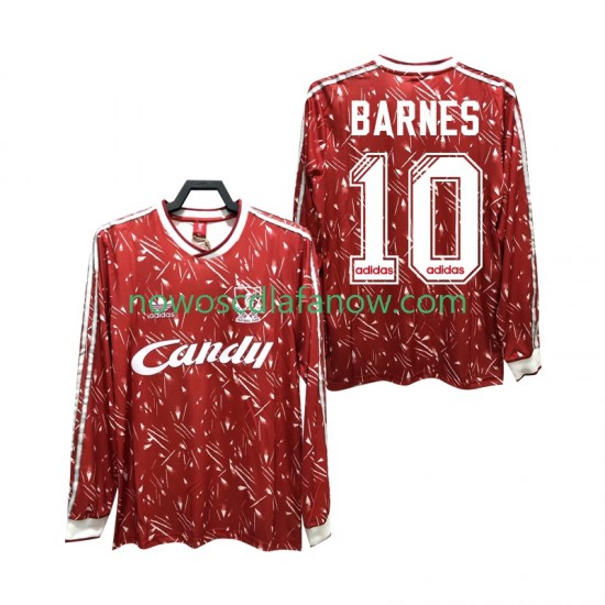 Koszulka Liverpool BARNES 10 1989 1991 Retro Męska Domowy Komplet Długie Rękawy