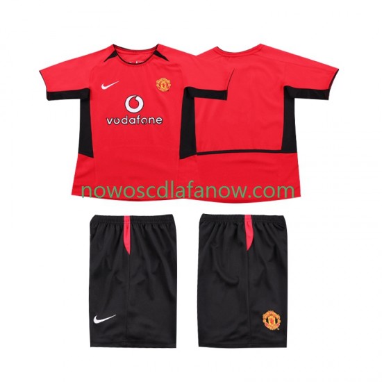 Koszulka Manchester United Retro Dziecięca Domowy Komplet 2004 2002 Krótkie Rękawy
