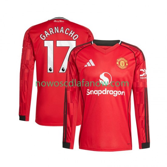 Koszulka Manchester United Alejandro Garnacho 17 Męska Domowy Komplet 2025-2026 Długie Rękawy