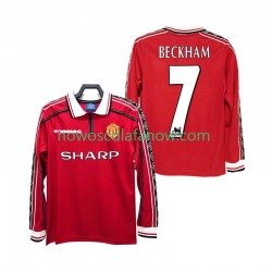 Koszulka Manchester United BECKHAM 7 Retro Męska Domowy Komplet 1998 1999 Długie Rękawy