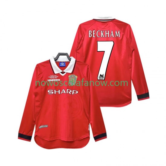 Koszulka Manchester United Beckham 7 2000 Retro Męska Domowy Komplet 1999 Długie Rękawy