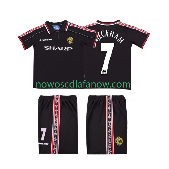 Koszulka Manchester United Beckham 7 Retro Dziecięca Wyjazdowy Komplet 1998 1999 Krótkie Rękawy