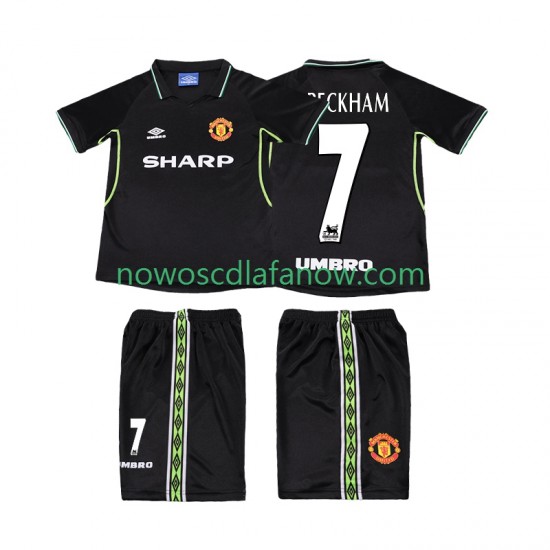 Koszulka Manchester United Beckham 7 Retro Dziecięca Trzeci Komplet 1998 1999 Krótkie Rękawy