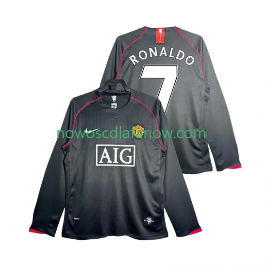 Koszulka Manchester United Critstiano Ronaldo 7 2007 Retro Męska Wyjazdowy Komplet 2008 Długie Rękawy
