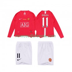 Koszulka Manchester United GIGGS 11 Premier League 2009 Retro Dziecięca Domowy Komplet 2008 Długie Rękawy