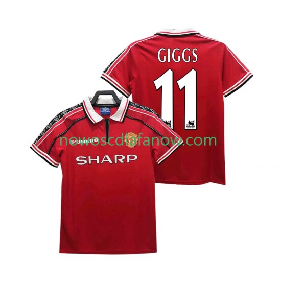 Koszulka Manchester United GIGGS 11 Retro Męska Domowy Komplet 1998 1999 Krótkie Rękawy