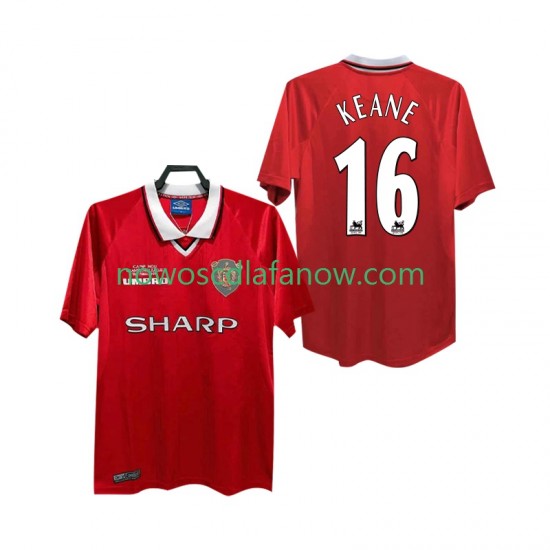 Koszulka Manchester United Keane 16 2000 Retro Męska Domowy Komplet 1999 Krótkie Rękawy
