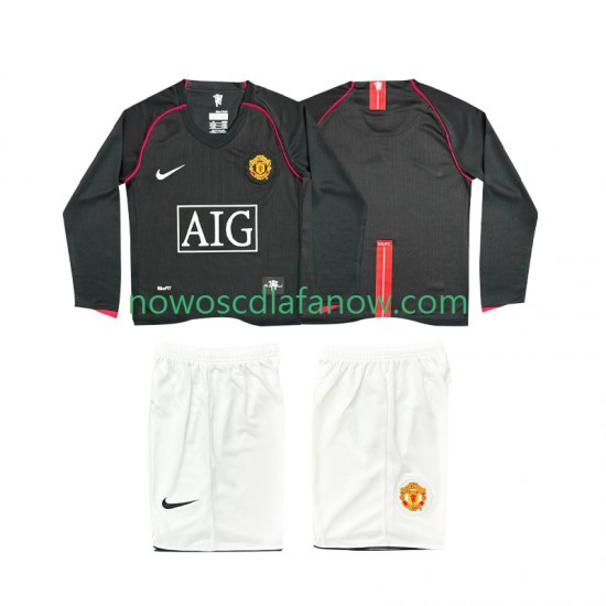 Koszulka Manchester United 2007 Retro Dziecięca Wyjazdowy Komplet 2008 Długie Rękawy