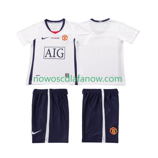 Koszulka Manchester United Champions League 2009 Retro Dziecięca Wyjazdowy Komplet 2008 Krótkie Rękawy