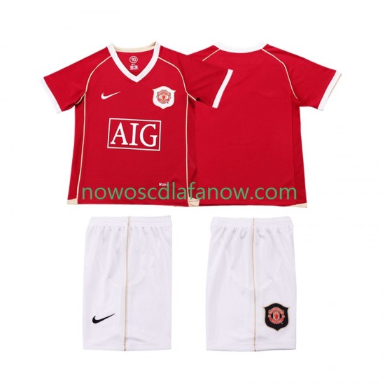 Koszulka Manchester United 2007 Retro Dziecięca Domowy Komplet 2006 Krótkie Rękawy