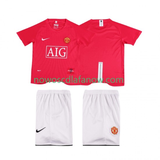 Koszulka Manchester United Premier League 2007 Retro Dziecięca Domowy Komplet 2008 Krótkie Rękawy