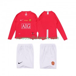Koszulka Manchester United Premier League 2009 Retro Dziecięca Domowy Komplet 2008 Długie Rękawy