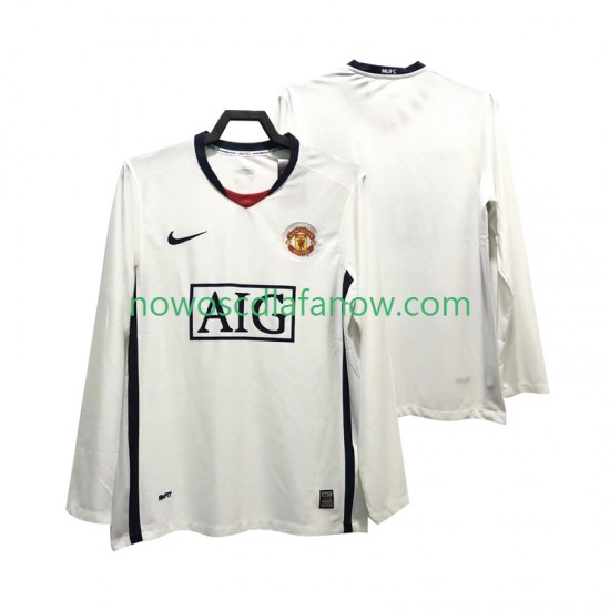 Koszulka Manchester United Premier League 2009 Retro Męska Wyjazdowy Komplet 2008 Długie Rękawy