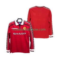 Koszulka Manchester United Retro Męska Domowy Komplet 1998 1999 Długie Rękawy