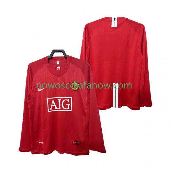 Koszulka Manchester United 2007 Retro Męska Domowy Komplet 2008 Długie Rękawy
