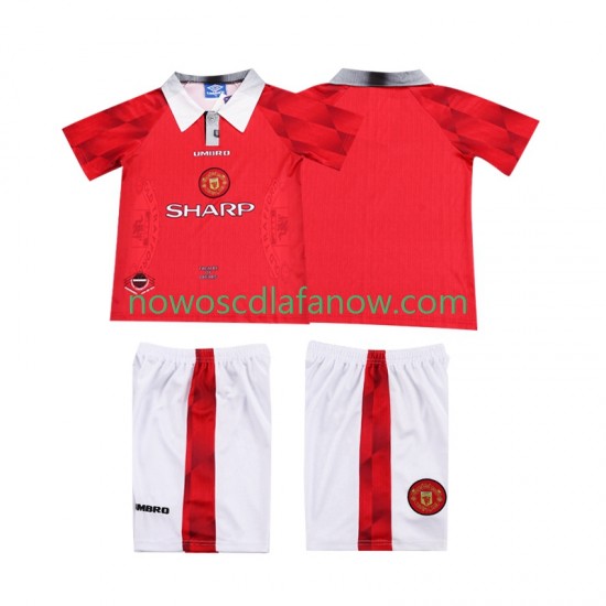 Koszulka Manchester United 1996 1997 Retro Dziecięca Domowy Komplet Krótkie Rękawy