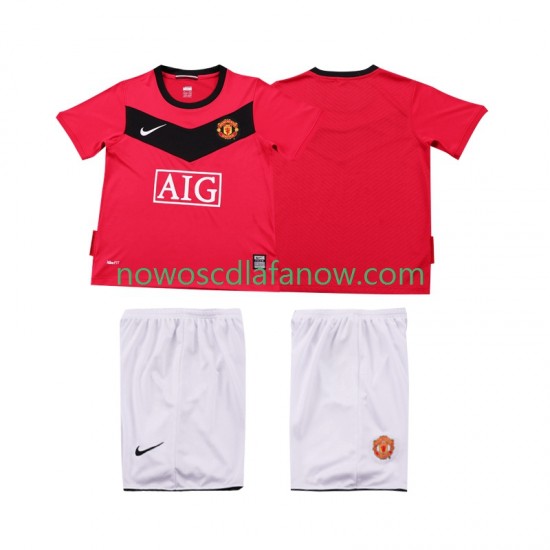 Koszulka Manchester United 2009 Retro Dziecięca Domowy Komplet 2010 Krótkie Rękawy