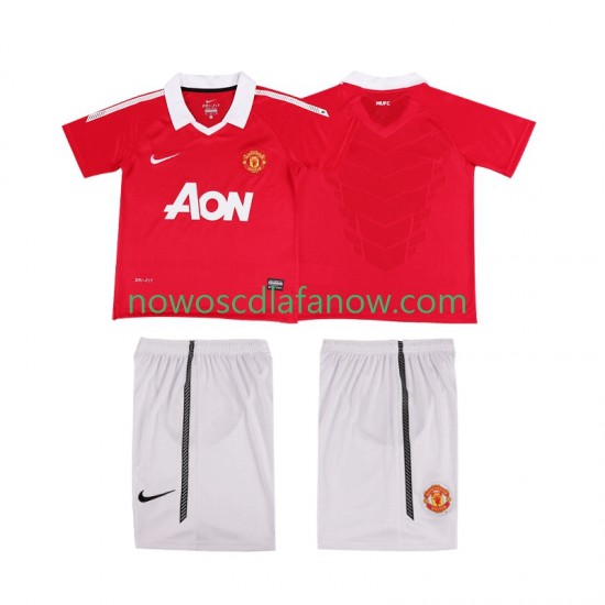 Koszulka Manchester United Retro Dziecięca Domowy Komplet 2011 2010 Krótkie Rękawy
