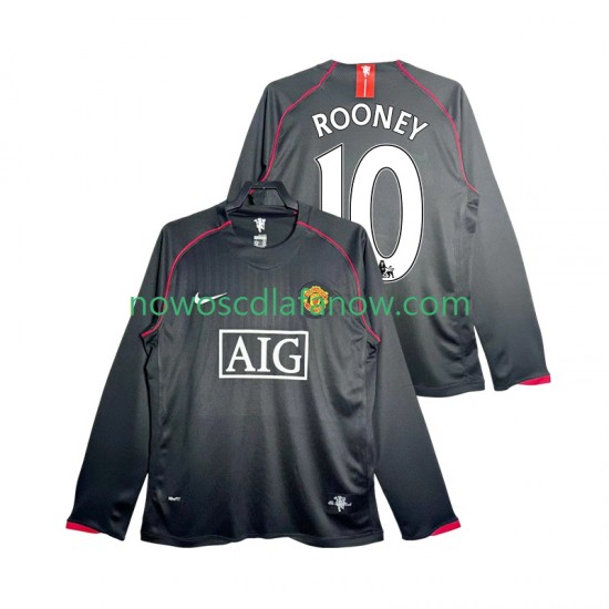 Koszulka Manchester United Rooney 10 2007 Retro Męska Wyjazdowy Komplet 2008 Długie Rękawy