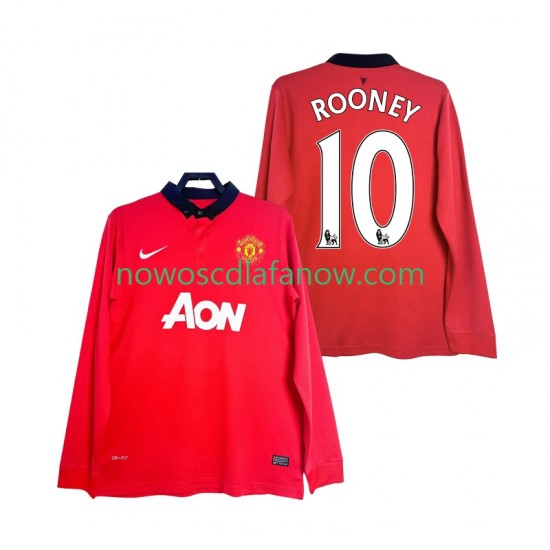 Koszulka Manchester United Rooney 10 2013 2014 Retro Męska Domowy Komplet Długie Rękawy